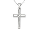 14K White Gold Cross Pendant Necklace with Chain